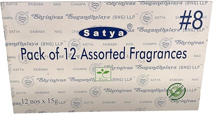 Satya Bangalore (BNG) Set of 12 NagChampa SuperHit CelestialBliss DivineBlessings ExoticRomance GoldenSunrise IndianRainforest MidnightBloom PurePatchouili GoodFortune Lotus Lily, VarietyPack08