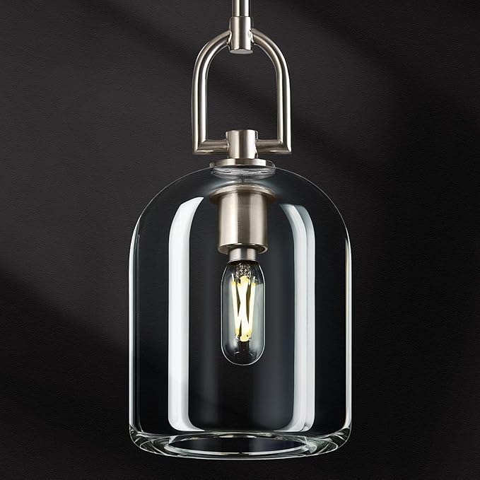Modern Nickel Pendant Lights Kitchen Island Ceiling Chandelier Indoor Thick Crystal Hanging Light Fixtures for Kitchen Living Room Dining Room Bedroom（1Pack）