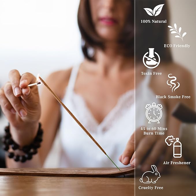 Incense Sticks, Jasmine Incense, Made with Natural Ingredients, Hand Rolled Aromatic Masala, 40 Stick Pack, 45-60 Minute Burn Time, Best for Home Fragrance, Meditation, Yoga, Spiritual Healing