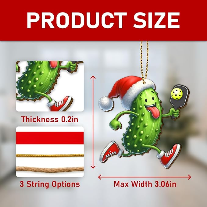 34HD Gifts for Christmas, Pickleball Christmas Ornament Wooden 2-Side Printed, Pickleball Gifts for Men, Women, Christmas Decorations