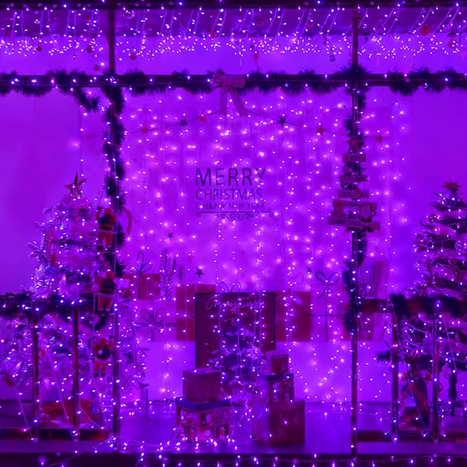 YEGUO 165ft 500 LED Christmas Lights Outdoor Waterproof, Purple String Lights Indoor Plug in, 8 Modes Clear Wire Purple Lights for Halloween Holiday Home Tree Garden Patio Decor