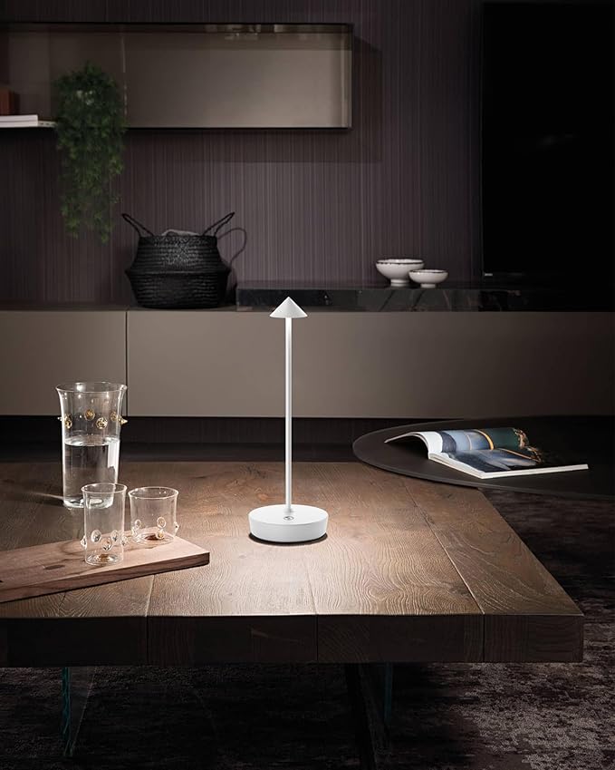 Cordless Table Lamps Rechargeable, 6000mAh Battery Operated LED Desk Lamp Outdoor Waterproof Portable Touch Dimmable Table Night Light for Patio Restaurant Dining Home White
