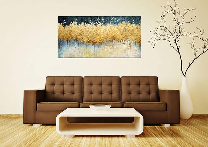 XXMWallArt FC2675 Canvas Wall Art Abstract Golden Forest Painting Modern Decor Abstract Canvas Prints for Living Room Bedroom Kitchen Home and Office Wall Decor