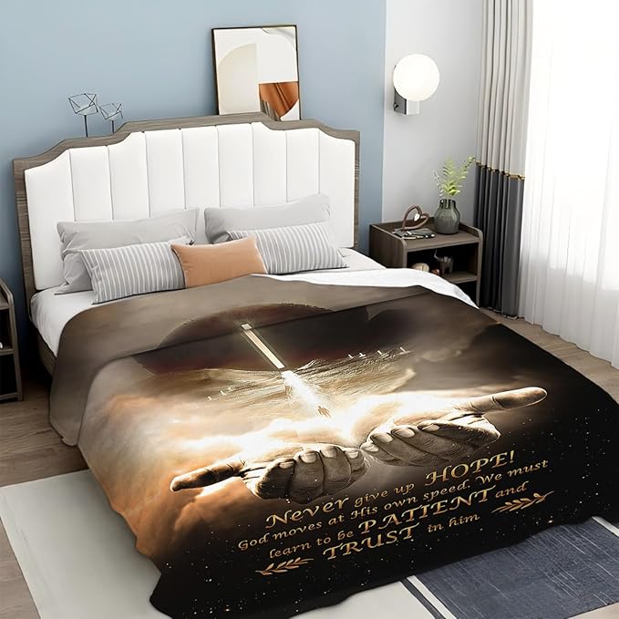 Tijuboni Christian Throw Blanket God Religious Gifts for Women Men Girls Boys Kids Adults Soft Flannel Fleece Blanket for Couch Sofa Bed Home Decor 60"x80"