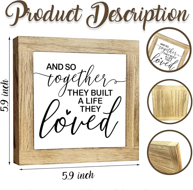 JXZOLQ Together They Built A Life They Loved Sign, Home Love Signs Decorations, Farmhouse Homes Decor Sign for Shelf, Living Room Decors, Rustic Home Decor, Housewarming Gift