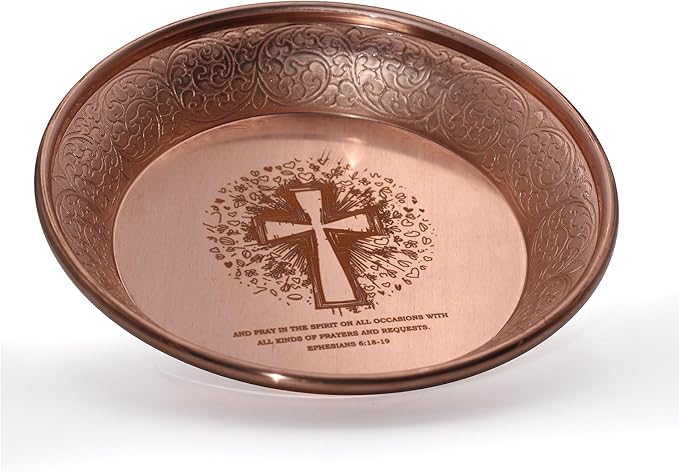 Copper Offering Prayer Ritual Bowl Plate - Great for use Meditation,Smudging, Incense,Candle Dish, Ash Catcher,Witches,Jewelry Dish (Ephesians 6:18-19)