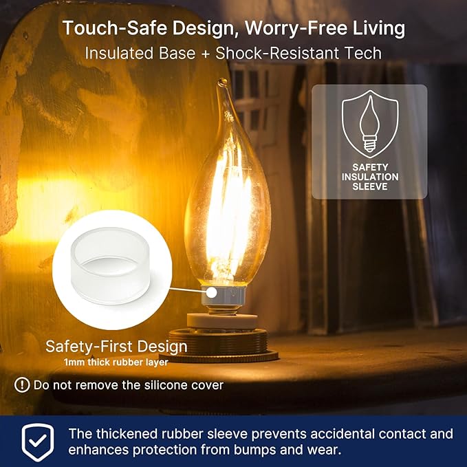 FLSNT Candelabra LED Light Bulbs, CA11 LED E12 Chandelier Light Bulbs 100W Equivalent, 2700K Soft White, 800LM, 5.5W, CRI 82+, AC 120V, 6 Pack, Dimmable UL,CA65 Listed.