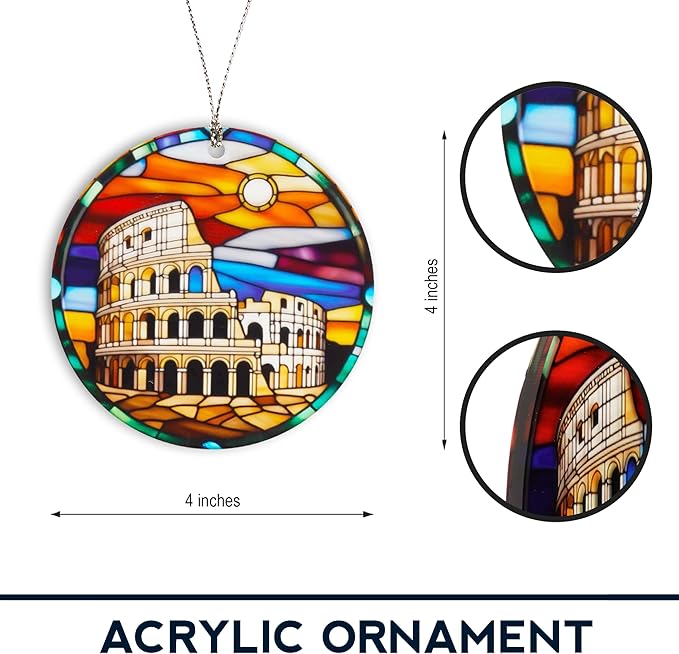 Italy Ornament, Christmas Ornaments 2025, Rome Colosseum Travel Souvenir for Tree, Italian Landmark Holiday Keepsake, Italy Christmas Decoration, Gift from Rome for Travelers