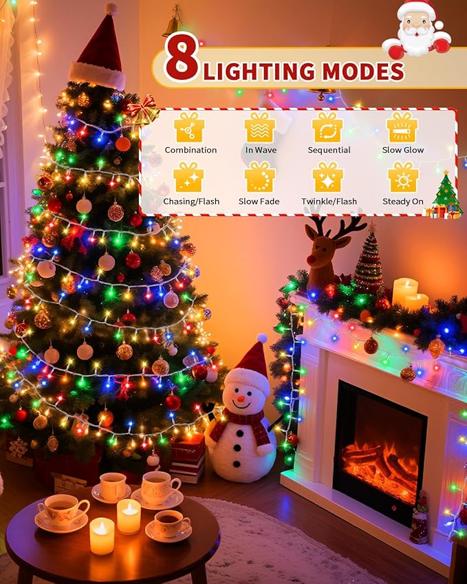 Christmas Lights String Outdoor Indoor, 1200 LED 403FT Multicolor Xmas Tree Decorations Lights, Plug in Twinkle Fairy Light with Remote Timer Dimmable for Room Yard Holiday Party Wedding Camping Decor