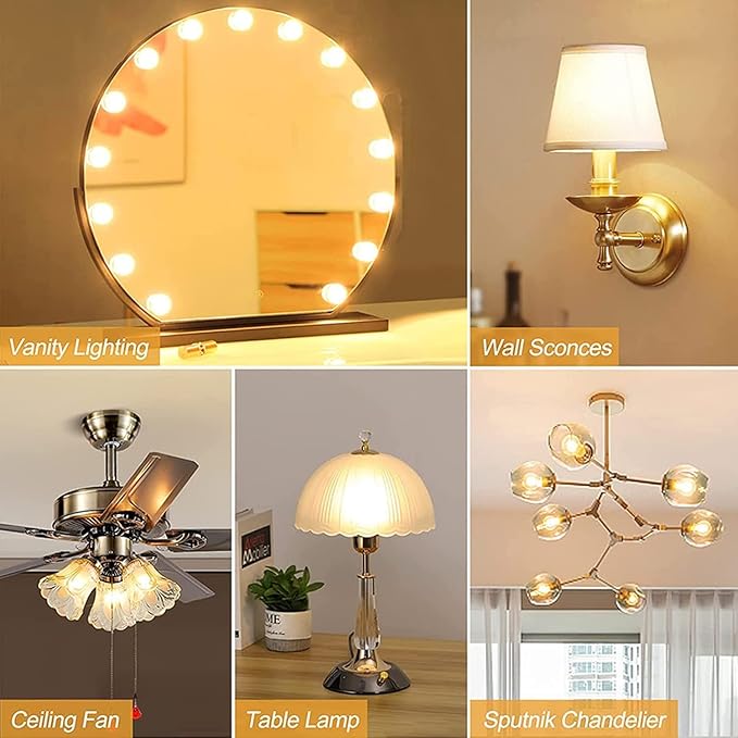 XININSUN Frosted G16.5 Light Bulb,e12 4W Chandelier Light Bulbs, Round Candelabra Bulb 40 watt,4W Milky White Candelabra LED Bulb,Dimmable,2700K Warm White 400lm,6Pack