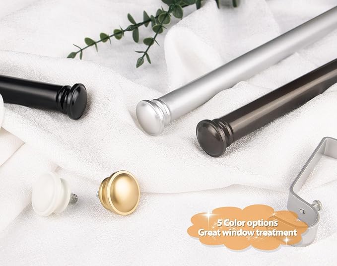 TONIAL 2 Pack Curtain Rods for Windows 48 to 84 Inch, Telescoping Splicing 3/4 Inch Single Rods for Windows Decorative Drapery Rod 32 to 86 with Small Finial, Silver