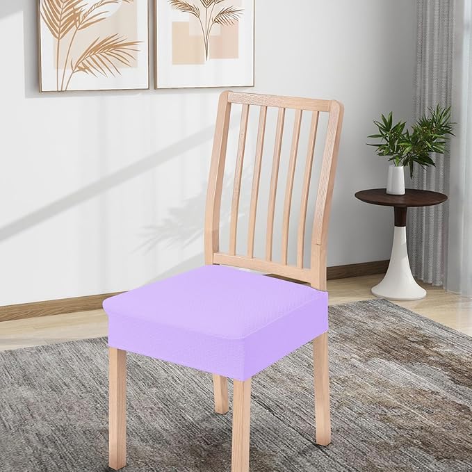 Smiry Stretch Jacquard Seat Covers for Dining Room Chairs Set of 4, Removable Washable Chair Seat Protector Slipcovers, No Rear Covers, Lavender