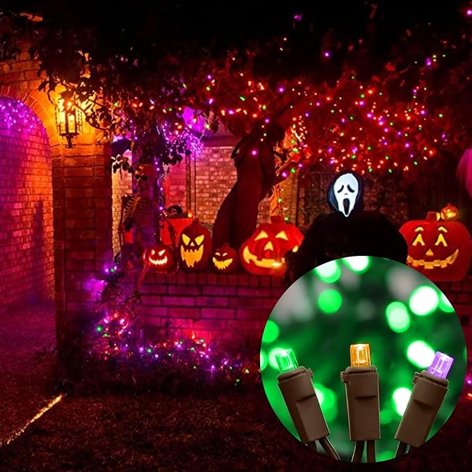 LAMPHOME Orange Purple Green Halloween Lights- 21.6FT 100LED Christmas Lights, Mini led String Light for Indoor Outdoor Home Holiday Party Wedding Independence Day Decoration