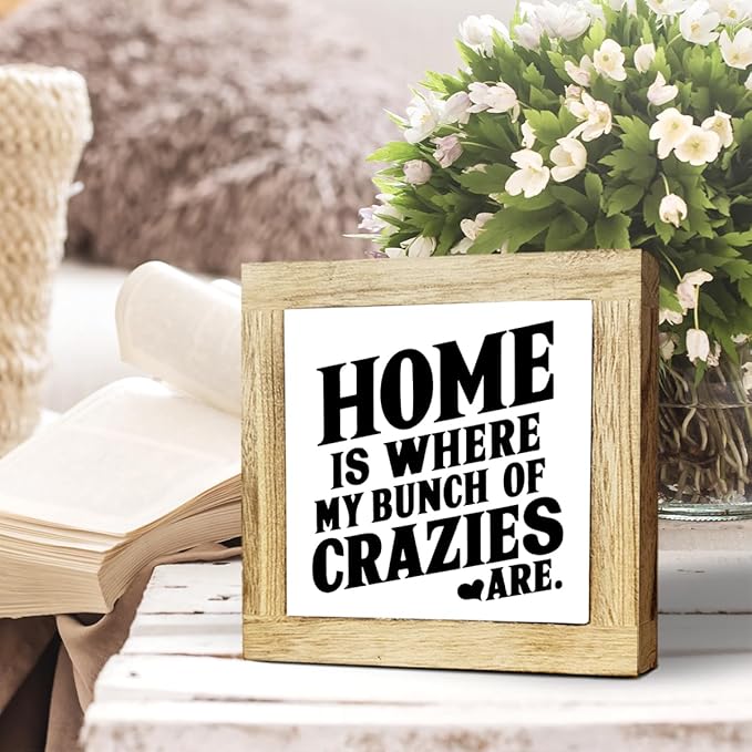 JXZOLQ Home Is Where My Boys Are Wood Sign Decors, Rustic Home Decor, Farmhouse Homes Decor Sign for Shelf, Boy Mom Gifts, Housewarming Gift