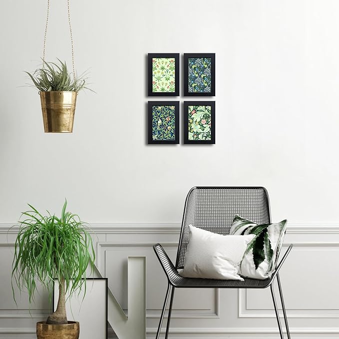 4x6 Picture Frame Set of 4 Made of Solid Wood Photo Frame with Real Glass for Pictures 4x6 Without Mat, Wall Mount or Tabletop Gallery Photo Frames in Black