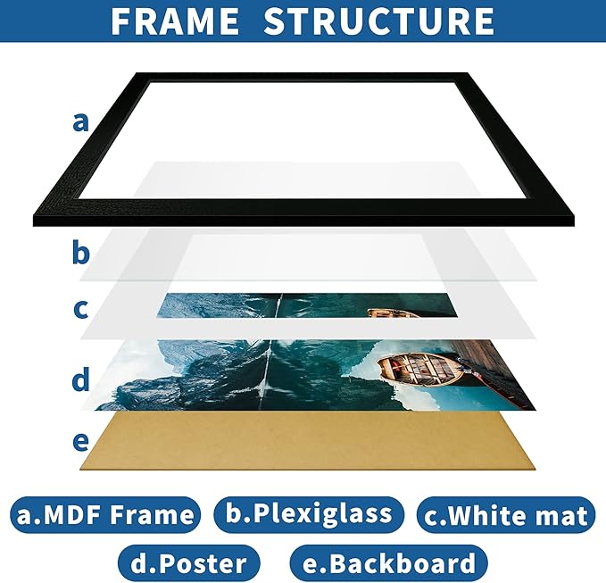 16x24 Frame Set of 2, Rustic Black Wood Style - Display 16 x 24 Picture without Mat or 12x18 Picture with Mat, Wall Mounting Horizontal and Vertical