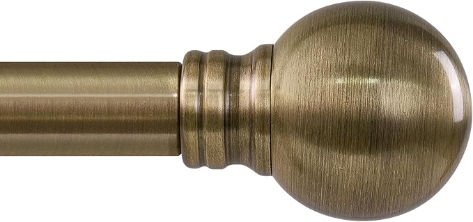 Antique Bronze Curtain Rods for Windows 72 to 144 Inch Long Brass Window Curtain Rod 1" Diameter Adjustable Heavy Duty with Metal Finials for Living Room Bedroom Farmhouse Kitchen Outdoor