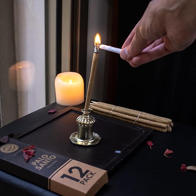 Large Palo Santo Incense Sticks (12 Pack) — Long Burning Handmade Natural Incense for Bad Energy Cleansing from Peru — Thick Palo Santo Resin Sticks