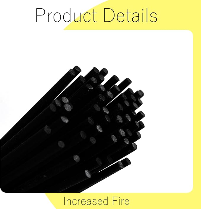 Black Oil Diffuser Sticks 50pcs 9in/23cm0.118in/3mm Fragrance Refill Fibre Reed Thick Diffuser Sticks for Home Office Spa and Bedroom