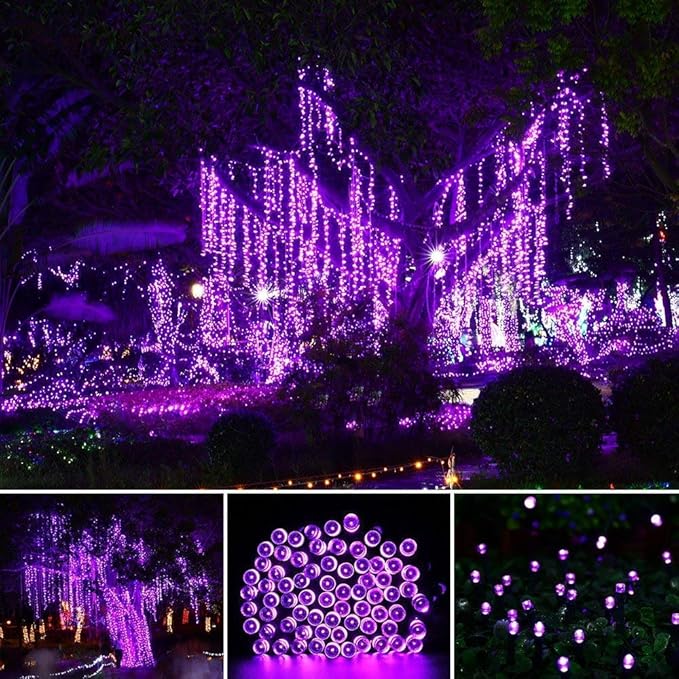 Purple Lights Christmas - 320 LED 35m/115ft 8 Modes End-to-End Plug in Indoor/Outdoor Waterproof Decorative Inside/Outside Fairy Twinkle Xmas Tree String Lights for Halloween/Wedding/Patio/Room/Home