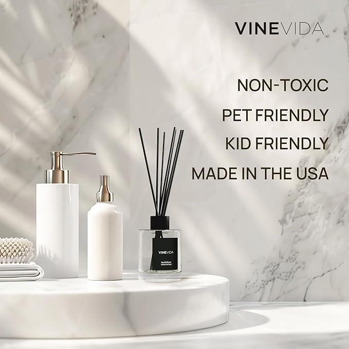 VINEVIDA Reed Diffuser for Home & Bathroom | Long-Lasting Scent Sticks Set | Oil Stick Diffuser | Bathroom Scent - Room Fragrance No. 1206