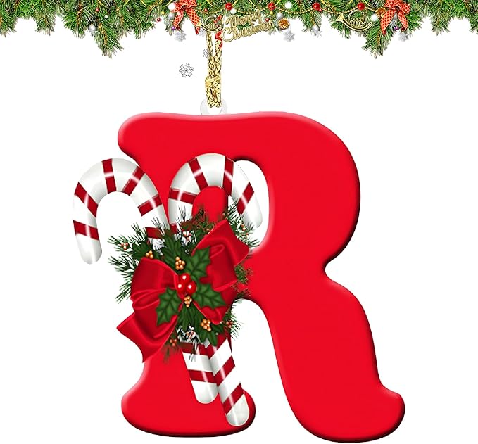 26 Letter Ornaments Christmas Tree Decoration Personalized Christmas Letter Tree Hanging Pendant Xmas Alphabet for DIY Craft Ornaments (R)