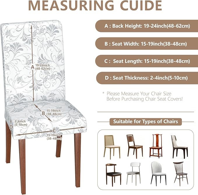 Stretch Dining Chair Covers Set of 4,Floral Print Chair Covers,Soft Removable Washable,Pet Friendly Furniture Protector,Universal Chair Slipcovers for Home, Kitchen,Ceremony Dining Room Seat