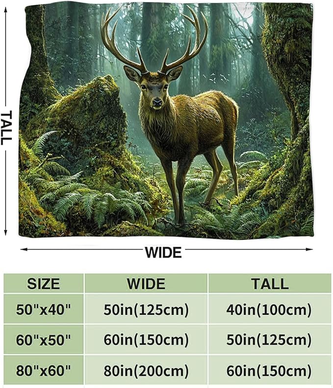 Tijuboni Forest Elk Deer Throw Blanket Deer Gifts for Girls Boys Women Men Kids Adults Soft Flannel Fleece Blanket for Couch Sofa Bed Home Decor 40"x50"