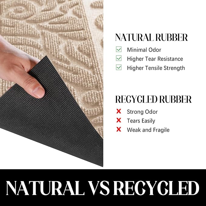 Yimobra Large Welcome Mat 47x32, Waterproof Non-Slip Outdoor Mats for Front Door Outside Entrance, Low-Profile Entryway Mat Indoor for Garage Patio, Beige