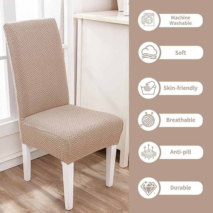 Parsons Dining Chair Cover, Detachable Sofa Chair Cover, Retractable Chair Cover (4, Brown)
