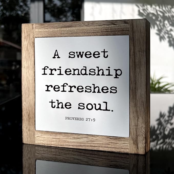 Friendship Wood Sign, Farmhouse Wooden Box Sign, Table Shelf Decor for Home Office, Best Friend Gift, Appreciation Gift for Good Friends, A Sweet Friendship Refreshes the Soul Signs
