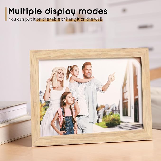 8x10 Oak Wood Picture Frame -8x10 Frame Wood, 8"x10" Natural Solid Wood Poster Frames for Wall Art Photo and Prints(3 Pack, Beige)