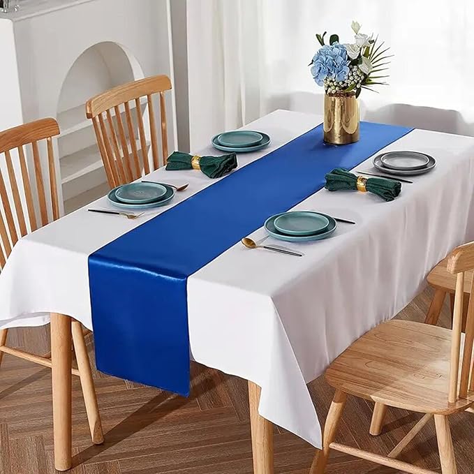 2 Pack Royal Blue Table Runners, Satin Table Runner 12x108 Inches Long, Silk and Smooth Fabric Table Runner for Wedding, Parties, Banquets, Events Decoration