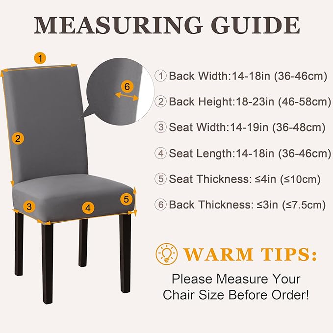 Sufdari Dining Chair Covers,Kitchen Chair Cover,Parsons Chair Slipcover,Spandex Chair Protectors for Dining Room Stretch Chairs Cover Set of 8 -Gray