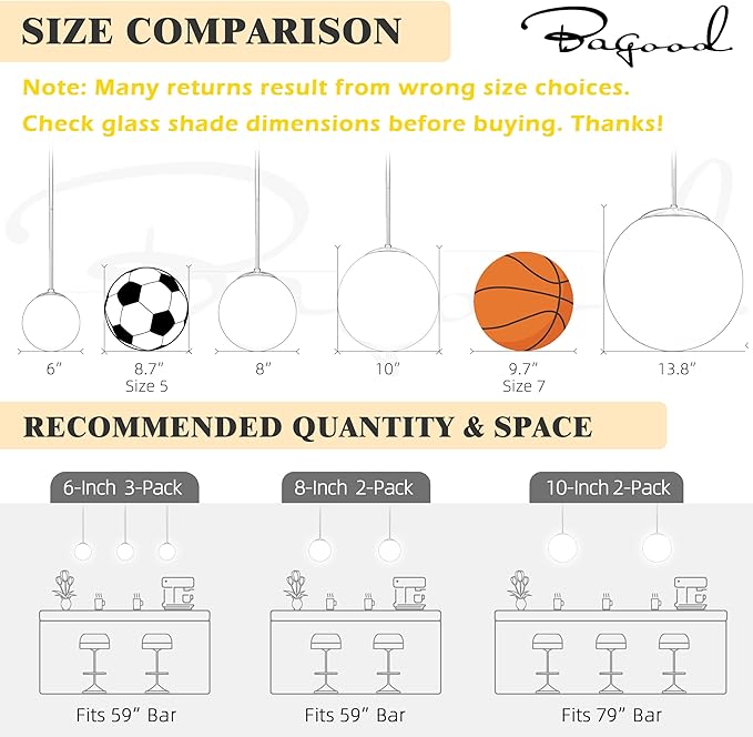 8 Inch Black Mid Century Pendant Light Globe Clear Glass Fixture Lights Kitchen Island Globe Pendant Light Mid Century Adjustable Hanging Farmhouse Lights Fixtures for Kitchen Island