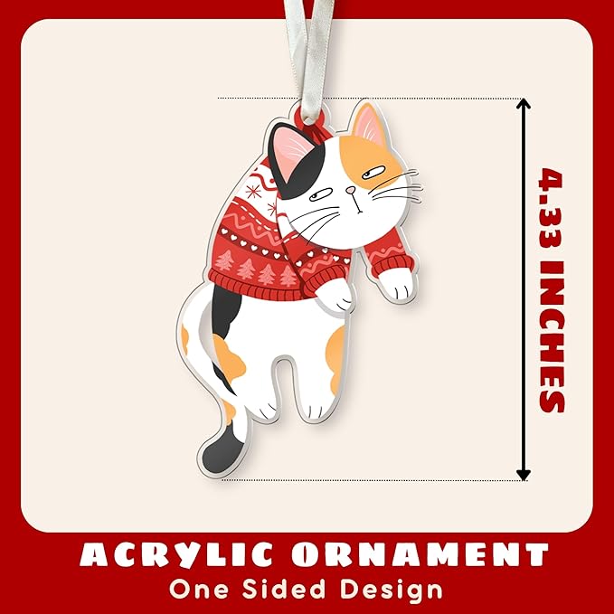 TUMSHANIP Calico Cat Christmas Ornament - Calico Cat Lover Gifts for Women, Men - Cats Ornaments for Christmas Tree - Kitten Ornaments for Tree - Acrylic Ornament 2025