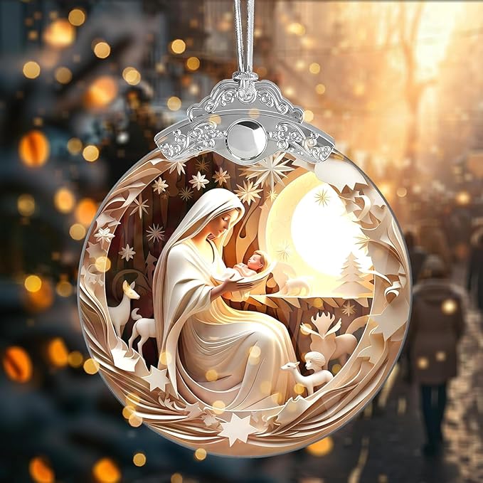 Nativity Christmas Ornament 2025, Religious Ornaments for Christmas Tree, Holy Family Ornament, Christian Ornaments, Mary and Baby Jesus Ornament, Faith-Based Holiday Decoration Gifts
