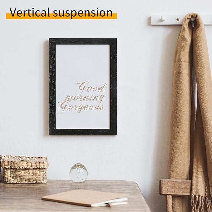 5x7 Oak Wood Picture Frame - Minimalist 5x7 Picture Frame, 5"x7" Frame Wood, Natural Solid Wooden Picture Frames for Wall Art Photo and Prints(3 Pack, Black)