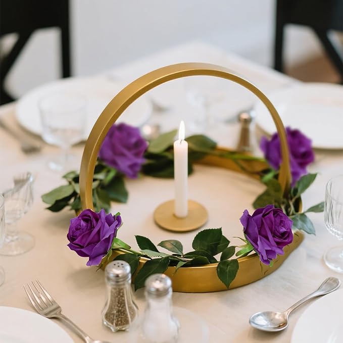 IPOPU 6PCS Purple Silk Lop-Sided Rose Artificial Flower with Long Stem Fake Leaf Roses, Artificial Long Stem Fake Roses Suitable for DIY Wedding, Home Decoration and Outdoor Party.