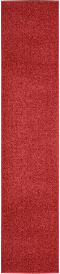 Nourison Home Essentials Solid Indoor/Outdoor Brick Red 2'2" x 16 Area Rug, Easy Cleaning, Non Shedding, Bed Room, Living Room, Dining Room, Deck, Patio, Backyard (2x16)