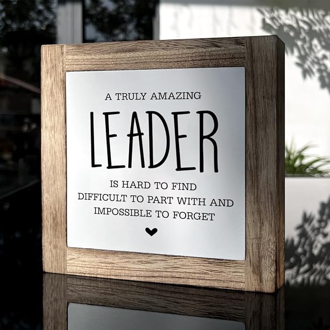 Thank You Leader Gift, Meaningful Wooden Box Sign for Office Decor, Decorative Wooden Table Sign, Retirement Gifts, Leaving Gift for Leaders, An Amazing Leader is Hard to Find Signs