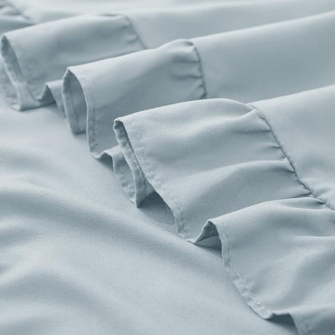 KKJIAF Ruffle Pillow Cases 18x18 Inches, Dusty Blue Square Ruffled Pillow Covers Set of 2, Microfiber Wrinkle Resistant Pillow Shams with Envelope Closure for Sofa Bed Living Room