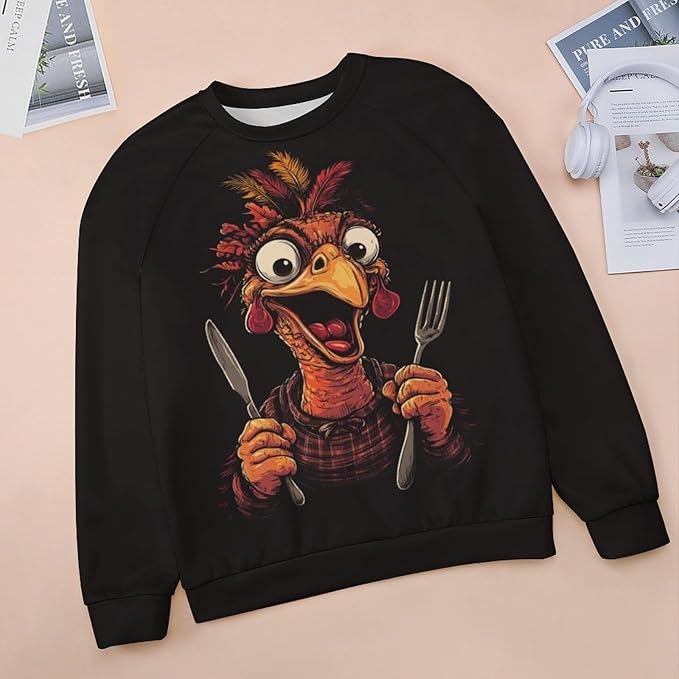 Womens Thanksgiving Sweatshirt Oversized Crewneck Pullover Casual Graphic Long Sleeve Shirts
