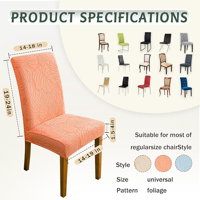 Chair Covers for Dining Room Chair Covers Set of 4 Stretch Spandex Kitchen Chair Protector Slipcover Removable Washable Dining Chair Covers for Home, Party, Ceremony, Banquet (Orange)