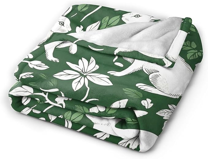 Tijuboni Rabbit Throw Blanket - Botanical Hare Insect - Bunny Gifts for Girls Women Boys Men Kids Adults Soft Flannel Fleece Blanket for Couch Sofa Bed Home Decor 50"x60"
