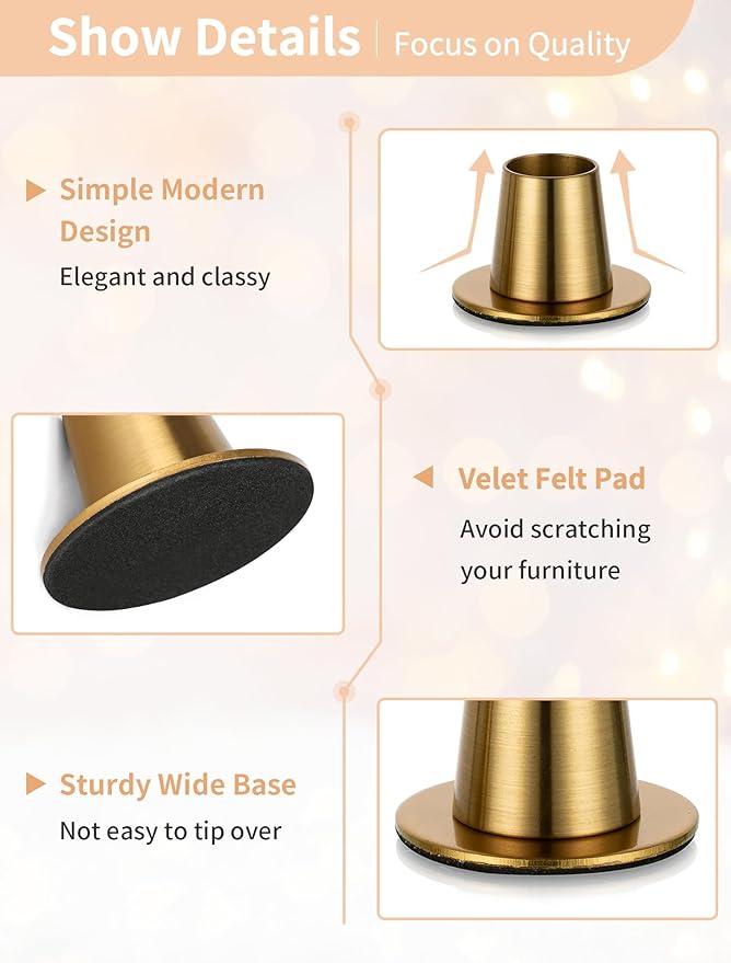 NUPTIO Gold Candlestick Holder Bulk: Set of 12 Brass Small Taper Candle Stick Holders - Short Modern Metal Candleholder for Thanksgiving Christmas Holiday Decor