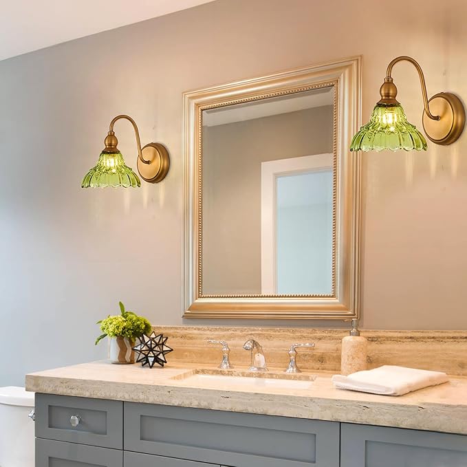 Vintage Bathroom Wall Sconces Green Bedroom Wall Light Fixtures Vanity Lights for Hallway