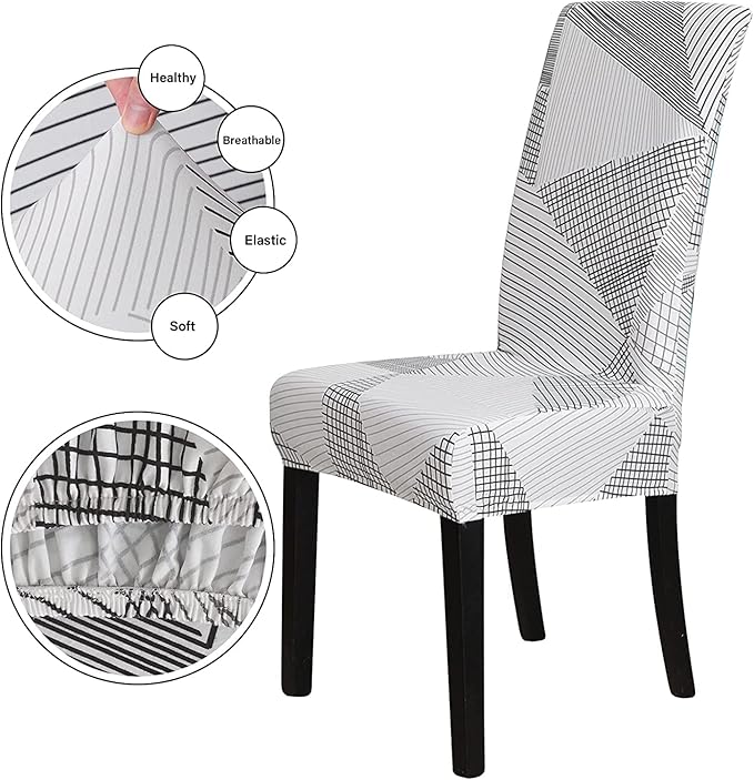 Stretch Chair Covers Slipcovers Set of 4 Printed Stretchable Dining Chair Slipcover Washable Removable for Kitchen,Hotel,Restaurant