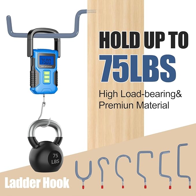 Garage Hooks Heavy Duty, 12-Pack Mixed Utility Garage Hooks, Wall Mounted Steel Tool Hangers for Garage Wall Organizer, Hold Ladders Tools Bikes(Gray, 6 Type & 12 Pack)