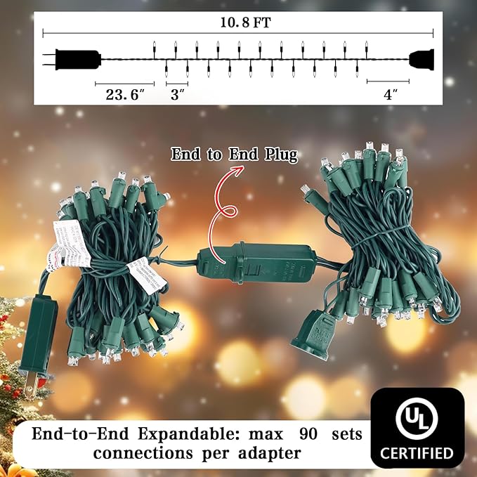Heyworld Slow Twinkle Christmas Lights, 35 LED 10ft UL Certified Soft String Lights, 5mm Waterproof Fairy Glow for Indoor/Outdoor Christmas, Wedding, Garden Decor